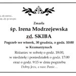 Zmarła śp. Irena Modrzejewska zd. Skiba